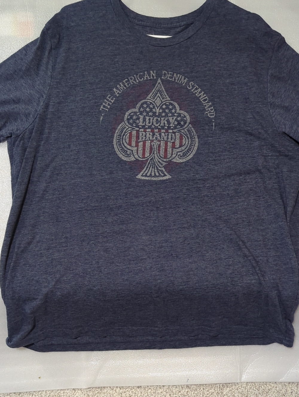 Lucky Brand Navy Short-Sleeve Tee with Flag Spade Graphic